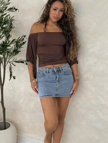 RebeccaVibe Women Denim Skirts - Light Wash - View 6