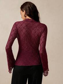 Florisole Women's Elegant Romantic Bohemian Lace T-Shirt Fall Cloth For Women