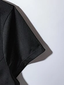 SHEIN LUNE CURVE 女式大码纽扣装饰褶皱针织休闲T恤