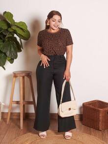 Lupita Cardoza 豹纹宽松短袖圆领T恤，秋季服装