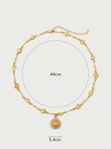 Glisma 18K镀金单件纹理金属几何向日葵项链，优雅、可爱、奢华，适合派对、休闲、工作、婚礼、节日、度假、露营、Y2K风格，送给妈妈、女士、女孩、参加节日庆典、假日、度假、老钱、性感/高贵、夏季/海滩/舞会等场合，多层设计，镶嵌宝石/串珠/水晶，吊坠/粗款 - 金黃色 - 查看 7