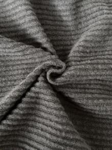 FavEase Asymmetric Neck Long Sleeve T-Shirt And Wide Leg Pants Two Piece Set - Grey - View 7