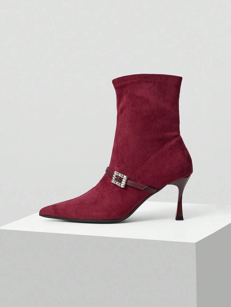 NEW STYLE KITTEN HEEL HIGH HEEL WOMEN'S BOOTS, SLIM HIGH HEEL STRAIGHT TUBE ANKLE BOOTS FOR WOMEN