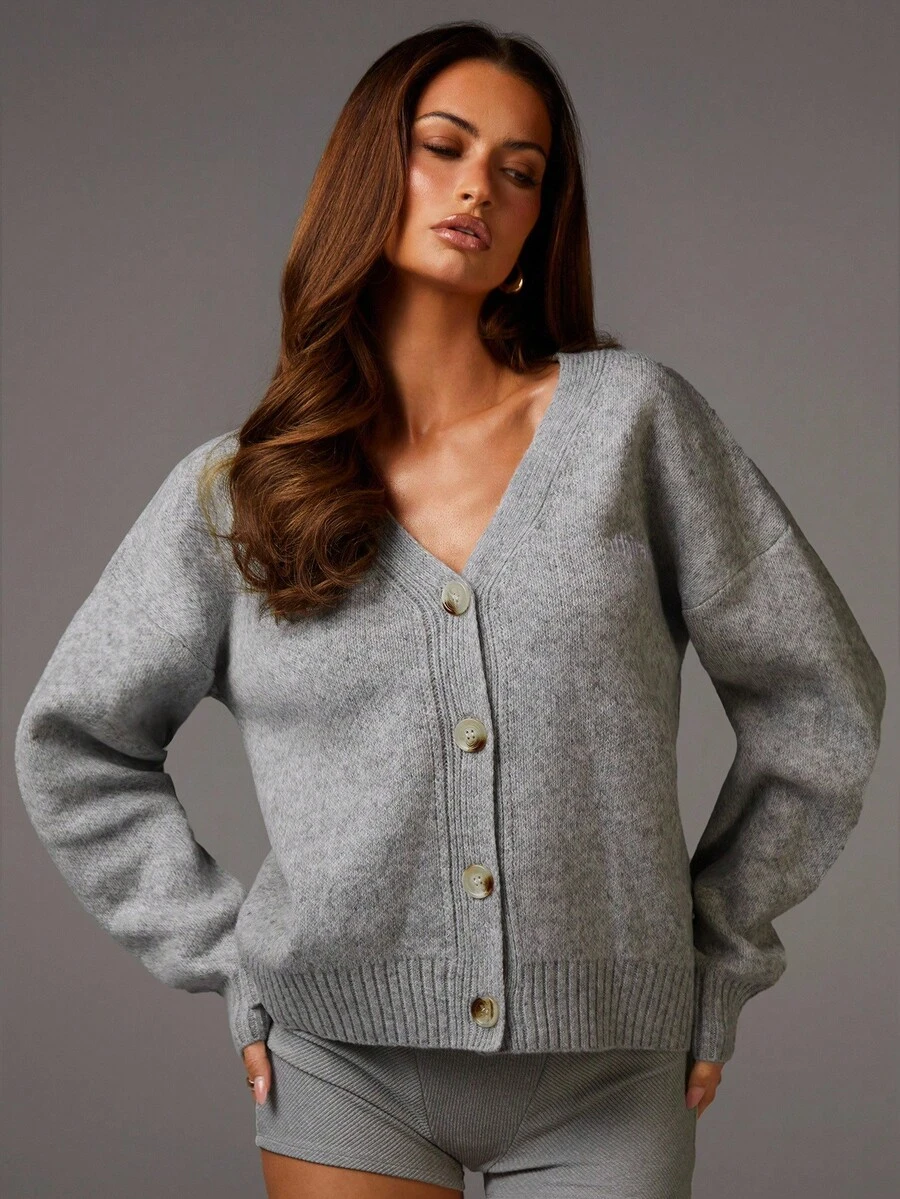 Athîral Women's Casual Solid Color Knit Sweater, Autumn/Winter Grey Cardigan Women Cardigan Cardigan Sweater Button Up Cardigan - Grey - View 1