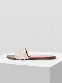 MOTF PREMIUM WOMEN'S FASHIONABLE PINK ELEGANT FLAT SANDALS SPRING SHOES SUMMER SHOES - Pink - View 3