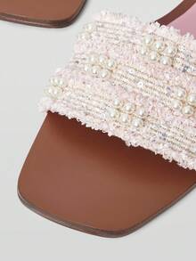 MOTF PREMIUM WOMEN'S FASHIONABLE PINK ELEGANT FLAT SANDALS SPRING SHOES SUMMER SHOES - Pink - View 5