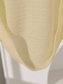 SHEIN Explorewe 少女纯色简约日常长袖针织开衫 - 卡其色 - 查看 8