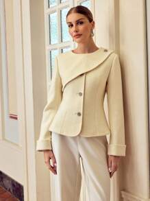 ZEYLAH معطف من خليط الصوف البيج أنيق وعصري، مناسب للتنقل