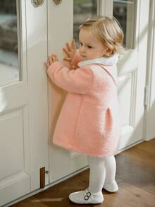 Souflis Souflis Chaqueta de peluche rosa esponjosa de moda para niña en otoño/invierno, combinada con una linda bolsa de peluche con forma de corazón, llamativa para fiestas y salidas - Rosa - Ver 2