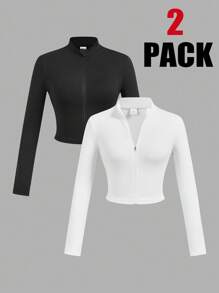 SHEIN Girlism Black And White Short Knitted Jackets For Tween Girls With Zipper And Regular Sleeves Long Sleeve Crop Tops For Tweens Tween Crop Tops 2 Pack Girls Long Sleeve Crop Top Zip Up Crop Top For Girls Tween Tops Girls Tops 2 Pack Tops For Girls Tight Fitting Long Sleeve Shirts For Girls Long Sleeve Crop Tops For Girls Tween Girl Tops 2 Pack Crop Tops Zip Up Crop Tops For Girls Girls Shirts 2 Pack Zip Up Crop Tops For Tweens Girls Long Sleeve Tops 2 Pack Long Sleeve Tops Girls,In Fall/Winter