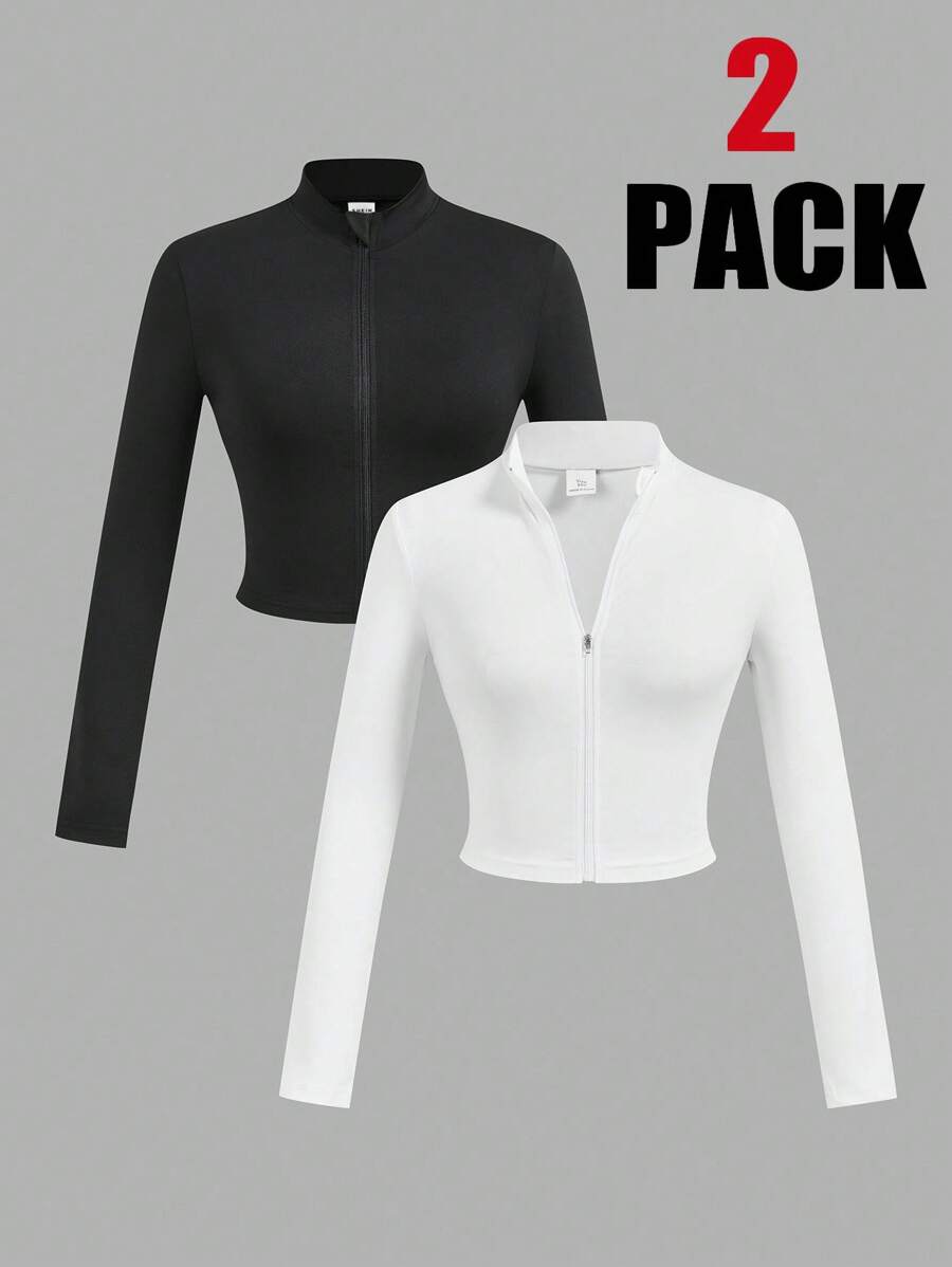 SHEIN Girlism Black And White Short Knitted Jackets For Tween Girls With Zipper And Regular Sleeves Long Sleeve Crop Tops For Tweens Tween Crop Tops 2 Pack Girls Long Sleeve Crop Top Zip Up Crop Top For Girls Tween Tops Girls Tops 2 Pack Tops For Girls Tight Fitting Long Sleeve Shirts For Girls Long Sleeve Crop Tops For Girls Tween Girl Tops 2 Pack Crop Tops Zip Up Crop Tops For Girls Girls Shirts 2 Pack Zip Up Crop Tops For Tweens Girls Long Sleeve Tops 2 Pack Long Sleeve Tops Girls,In Fall/Winter