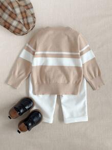 PrepCrw 男婴休闲条纹套头长袖毛衣 - 彩色 - 查看 2