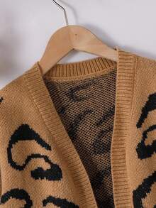 Sparklyn 秋冬款时尚女童豹纹长款开衫