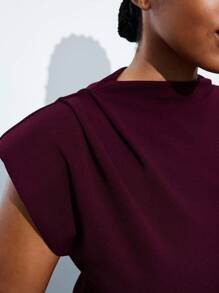 Maija Plus Size Fashionable Commuting Solid Color Gathered Asymmetric Hem Tank Top Fall Women Autumn Back To School Homecoming Modest Vintage Women Old Money Teacher For Women Romantic, Fashion, Versatile