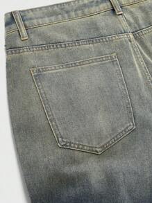 ROMWE MEN Street Life Men's Fashion Frayed Rhinestone Pocket Denim Jeans - Bronze - View 5