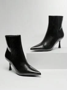 SHUZIA Women's Pointed Toe Stiletto Dressy Zip-Up Ankle Booties For Christmas