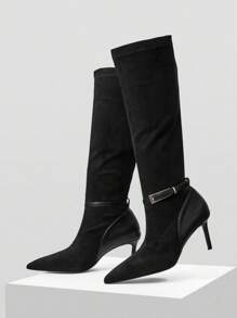 MOTF POINTED TOE SLIM HIGH HEEL ANKLE BOOTS, ELASTIC SLIP-ON FOR WOMEN FOR CHRISTMAS