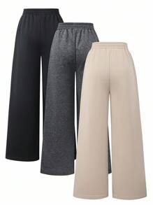 Sparklyn 青少年女孩休闲日常穿着宽松字母印花运动裤，街头风格秋冬 - 彩色 - 查看 2