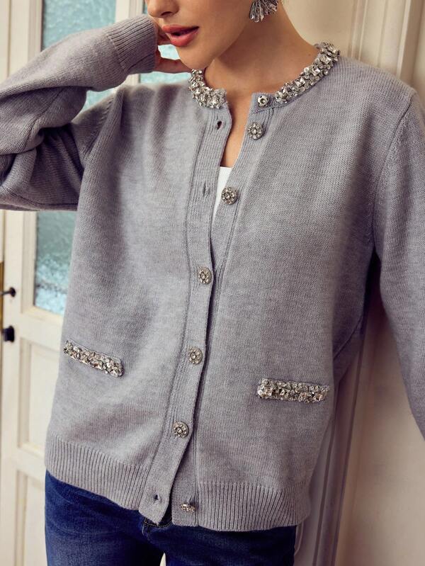 ZEYLAH 休闲时尚百搭长袖宽松纽扣女式开衫