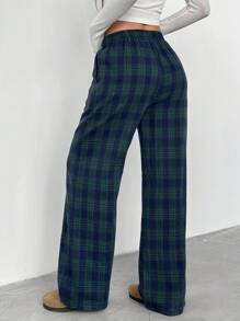 Sparklyn 2 件套青少年女孩休闲百搭格子宽松裤，适合学校、日常和街头穿着 - 彩色 - 查看 2