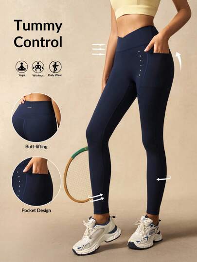 VARSIVA Leggings para mujer de cintura alta, unicolor, ajuste ceñido, adecuados para entrenamiento y yoga