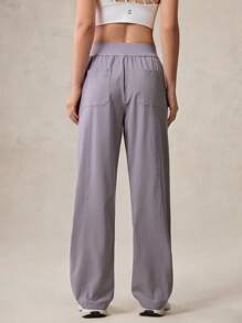 OutZeal 女士弹力透气柔软可调节腰带阔腿运动裤，适合日常休闲秋季穿着 - 紫色 - 查看 9