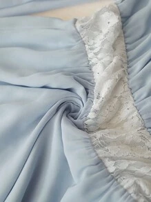Penseblé 女士秋季雪纺蕾丝拼布荷叶边长袖优雅浪漫连衣裙，适合花园、下午茶、日常穿着、感恩节、返校、教师装、甜美风格、澳大利亚基本款 - 藍色 - 查看 3