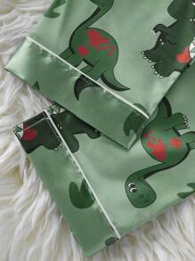 2 件套小男孩可爱恐龙印花短袖衬衫和裤子休闲家居服套装