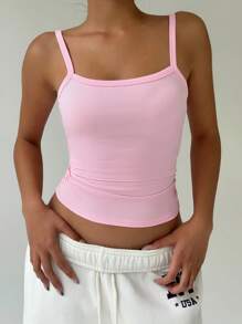 SHEIN MOOSTA Top Cami Acanalado Para Mujeres - Rosa - Ver 6