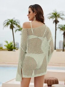 Swim Vcay 女士夏季服装 镂空针织罩衫 夏季 - 綠色 - 查看 2