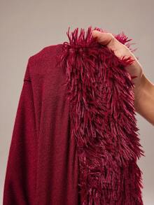 Rustia 性感深V领针织连衣裙，别致又迷人 - 酒紅色 - 查看 7