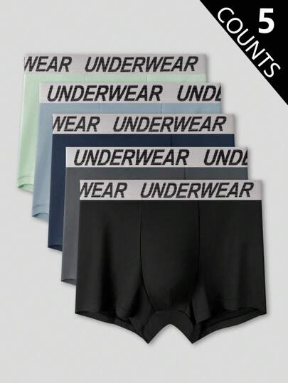 5 قطع/عبوة ملابس داخلية رياضية للرجال من نوع البوكسر من ماركة EasyFave، بخصر مرن وقماش خفيف الوزن وراحة عالية