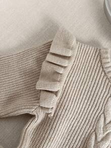 PrepCrw 女婴优雅荷叶边领长袖针织毛衣裙