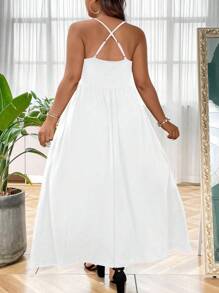 SHEIN LUNE Plus Solid Cami Dress Maxi Women Outfit