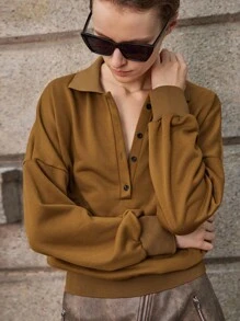 Lumivelle Contrast Color Embroidered Ribbed Collar Half-Open Hem Loose Drop Shoulder Sweatshirt For WomenWomen's Autumn Clothingautumn Fall Clothes For Women Fall Autumn Clothes Fall Outfits For Women Autumn Outfits For Women Fall Clothes Autumn Women  Fall Women Clothes Autumn Clothing Elegant Fashionable Casual Commuting Business Office Daily Leisure All-Match Temperament Urban Teacher Professional Attire