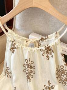 SHEIN Women's Floral & Geometric Print Loose Fashion Camisole - White - View 3