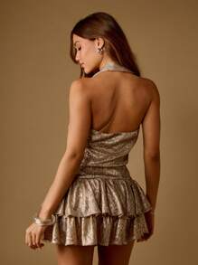 MISSGUIDED 垂坠吊带蛇纹印花晚会无袖短款垂坠领衬衫俱乐部场合度假装 - 彩色 - 查看 2