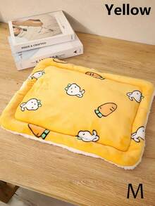 1 pieza Colchoneta de mascota de franela con diseño de dibujos animados, alfombrilla de dormir/pies gruesa, suave y cálida para las 4 estaciones, diseño reversible, acogedora y cómoda