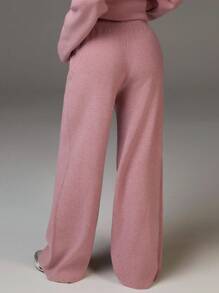 Athîral Casual Fashion Versatile Comfortable Loose Drawstring Women Sweater Pants Wide Leg Sweatpants Knit Pants Flare Sweatpants Women Sweatpants Wide Leg Knit Pants In Fall/Winter - Pink - View 2