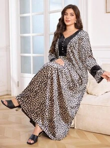 Al Najma Plus Size Women's New Fashion Elegant Floral Print Long Sleeve Robe - Multicolor - View 5