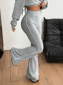 Coolane Quần ống loe nhỏ màu xám Pháp Y2K thời trang dạo phố mùa thu dành cho nữ tại lễ hội rave - Xám - Xem 1