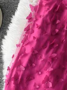 DreamSkyne Abito lungo elegante e sexy da donna, taglie forti, senza spalline, in stile di lusso con decorazione 3D a farfalla, adatto per primavera/estate/autunno/inverno - Fucsia - Visualizzare 4