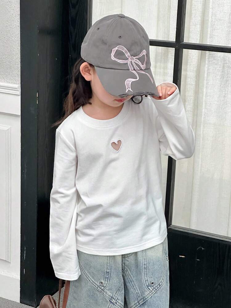 DAZY 女童圆领镂空休闲短袖T恤 - 白色 - 查看 4