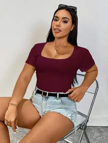 SHEIN Essnce Plus Size Women's Summer Casual Women's Top, Going Out Tops, Concert Country Concert Rave