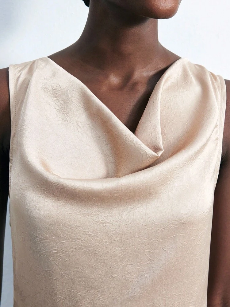 SHEIN Maija Elegant Backless Tie-Up Sleeveless Long Dress For Women Wedding Guest Dress Women Satin Midi Dress Silk Dress Nude Dress Flowy Dress Wedding Guest Dress Elegant Modern Urban Casual Fashion Business Casual Women's Office Wear Low-Key Old Money Style Effortless Temperament High-End Urban Commuting High-Quality Airport Women's Wear High-End Material High-End, Elegant, Old-Fashioned Cruise Clothing