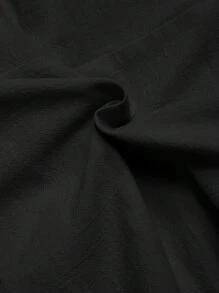 SHEIN MOD 黑色有领无袖腰部收腰 A 字中长连衣裙 - 黑色 - 查看 5