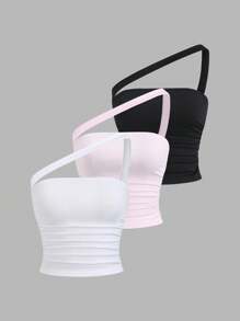 Sweetra 3 件套女士性感短款上衣套装、百搭抹胸内衣和外套 - 彩色 - 查看 2