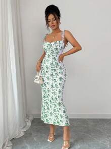 Rafferiza Women's Elegant Butterfly Print Long Dress