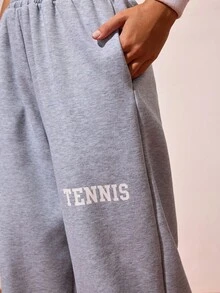 CourtClass 女士保暖内衬休闲运动裤，带口袋，宽松版型，适合日常穿着、网球、跑步，秋冬季穿着。 - 淺灰色 - 查看 5