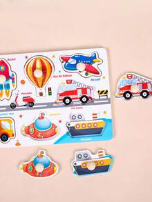 Zazumi 1 套木制钉板拼图蒙特梭利多主题图案动物海洋水果车辆农场精细运动技能学习大脑助推感官玩具 - 彩色 - 查看 13